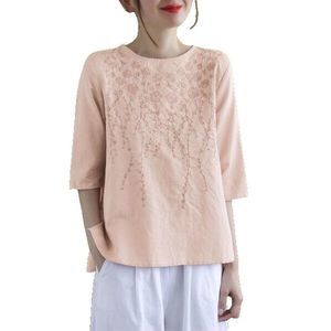 E-RÃ©tro Pink Embroidered Crewneck Top Size M